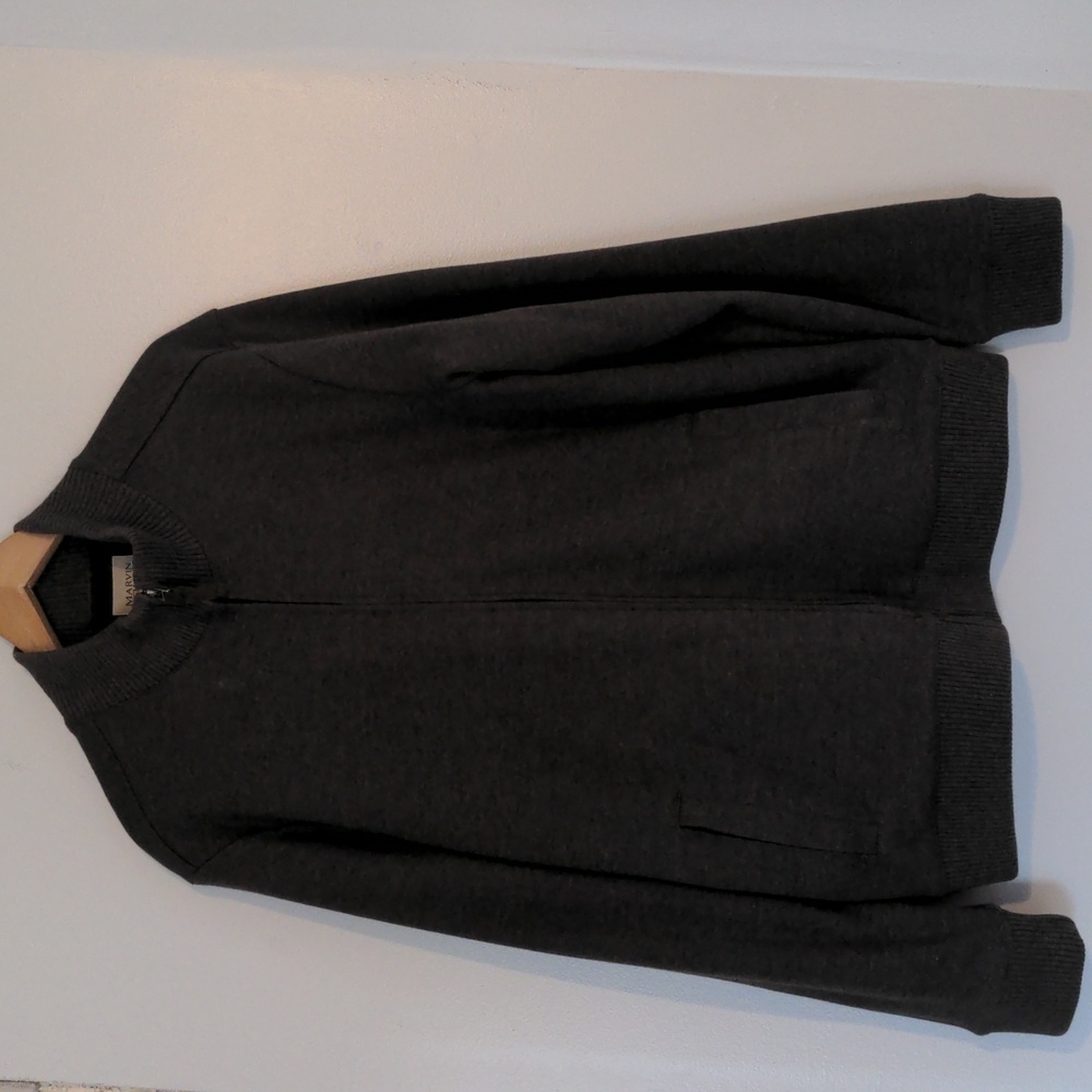 Marvin Richards Sweater Jacket Men's Large Brown Lined Pockets Cotton Blend